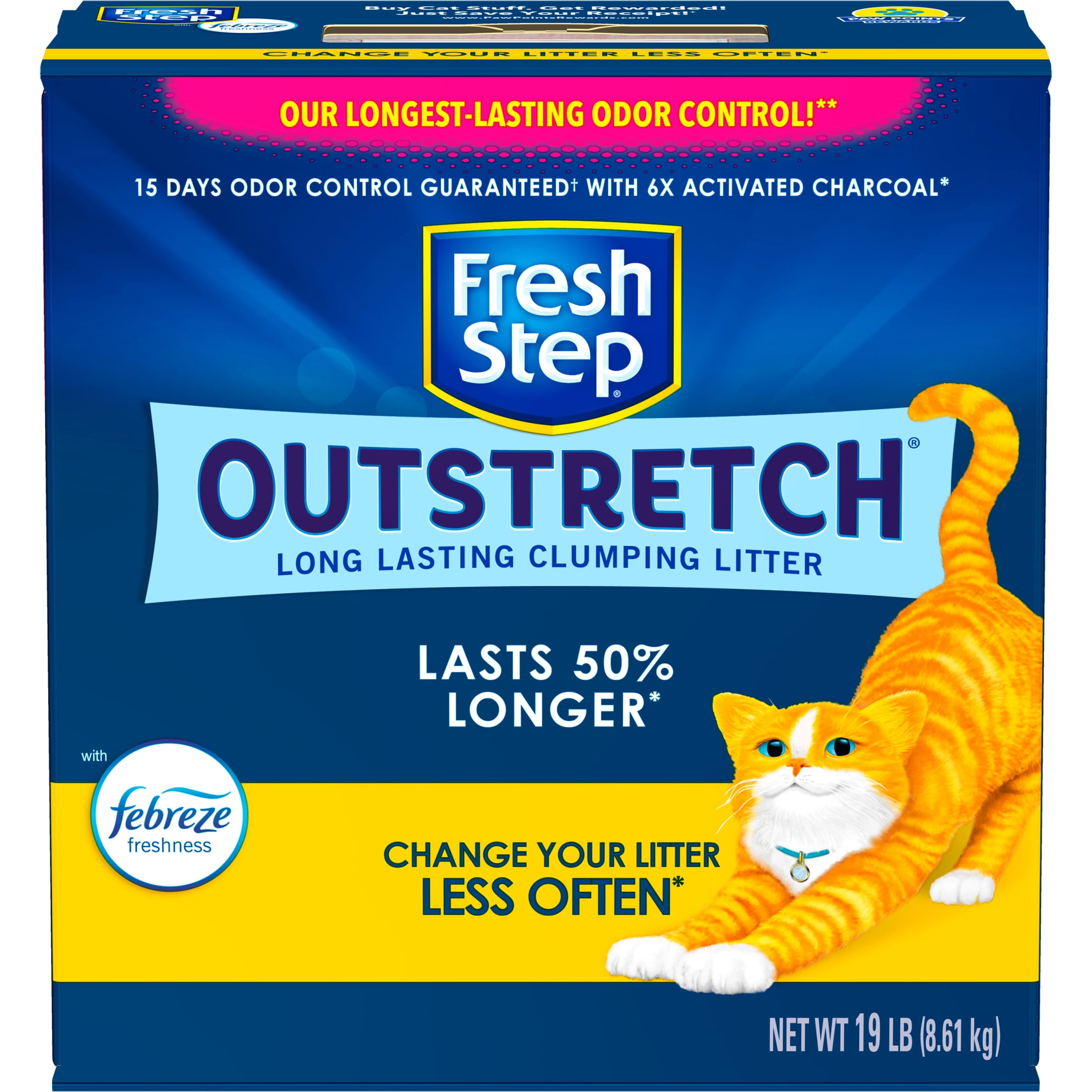 Fresh Step Outstretch Kitty Litter Extended Odor Control Concentrated Clumping Febreze Freshness 19 lbs Walmart