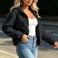 thumbnail image 5 of Husipze Women's Lightweight Full Zip Cropped Jacket Outdoor Long Sleeve Sun Protection Solid Color Hooded Hiking Jacket Windbreaker Black XS, 5 of 7