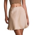 thumbnail image 2 of ZHOGXU Women Skirt Summer High Waist Solid Color Lace Trim A Line Fashion Comfortable Skirt For Casual Daily Wear,Khaki,Xl, 2 of 6