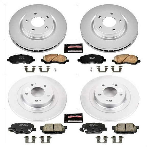 PowerStop Front and Rear Geomet Coated Brake Rotor and Pad Kit Fits: MITSUBISHI Select Models CRK6796