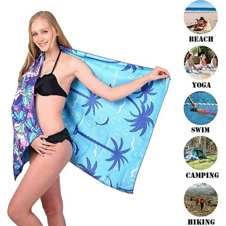 Hiwoss Microfiber Beach Towels Oversized 71x31, Soft Touch  Ultra-Absorbent Quick Dry Sand Free Large Pool Towels with Mesh Bag for  Travel Camping