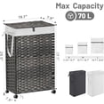 thumbnail image 4 of 70L Slim Laundry Hamper with Lid & Wheels, Rolling Laundry Basket with 2 Removable Liner Bags & 3 Mesh Bags, Narrow Dirty Clothes Basket, Foldable Handwoven Rattan Laundry Sorter, Grey, 4 of 8