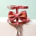 thumbnail image 4 of Kripyery Pet Traction Rope Adjustable Exquisite Plaid Pattern Pet Cat Bowknot Back Strap Pet Supplies, 4 of 7