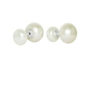 ADDURN White Cultured 8-9mm and 10-11mm Pearl Double-Sided Front-Back Earrings with Sterling Silver Clasp