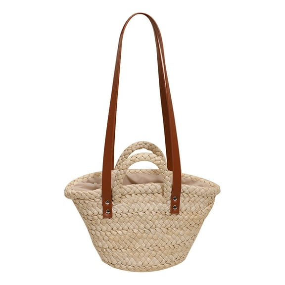 FENOHREFE All-matching Straw Handbag for Women Fashion Shoulder Casual Basket Purse Shopping Bag Beach-Bag