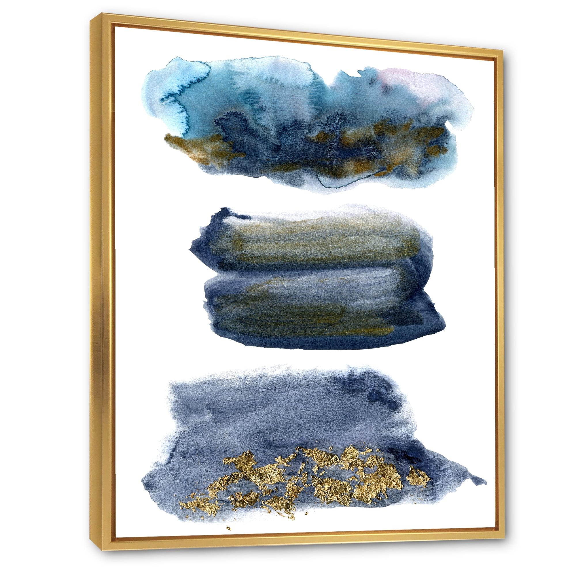 Designart 'Abstracts Clouds With Golden Touches' Modern Framed Canvas Wall Art Print