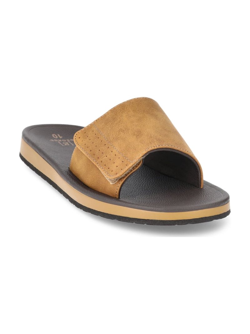 ?Men\'s Slide Sandals Taupe Black Cushioned Comfort Adjustable Slip On Shoes George Men main image 4