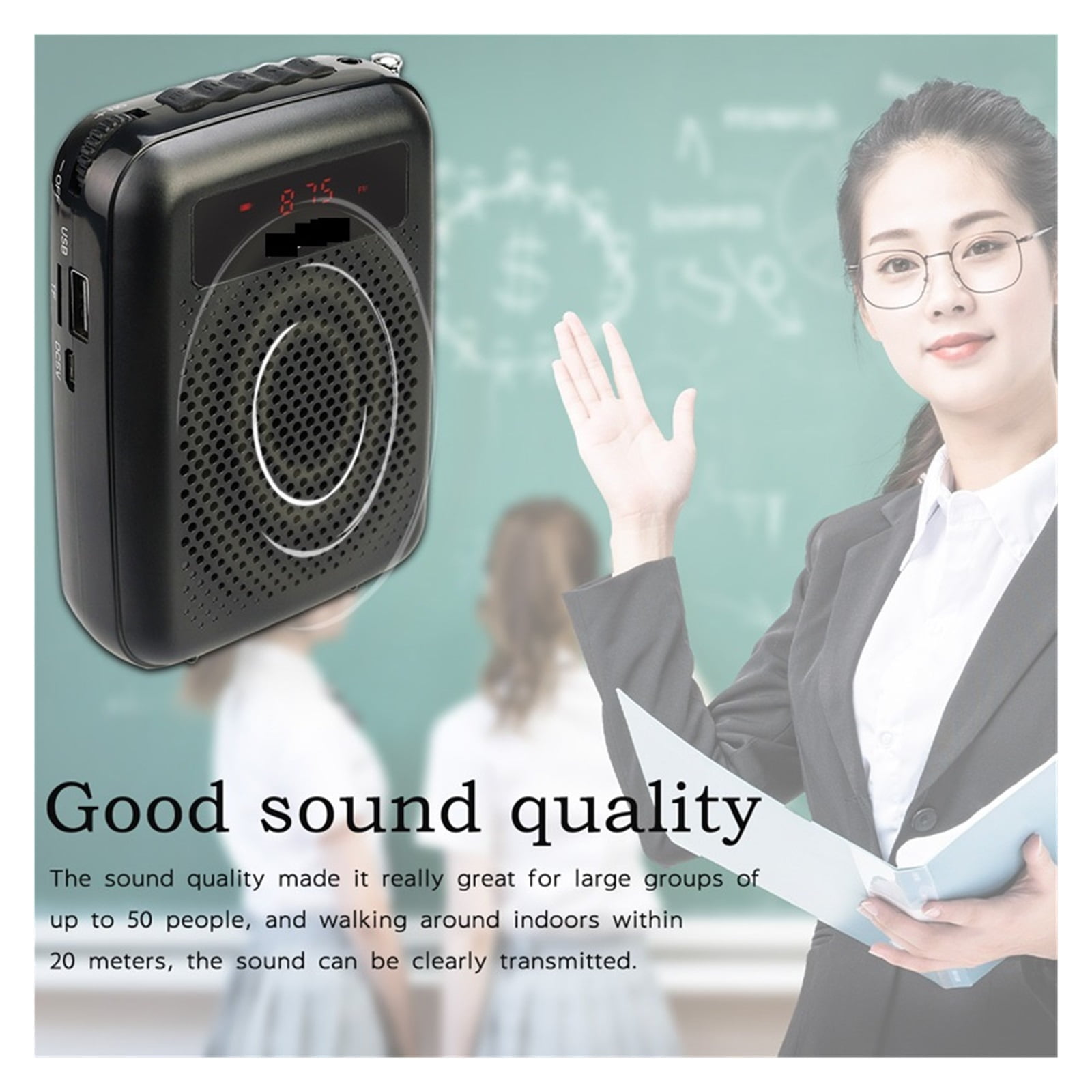 Megaphone Portable Voice Amplifier Microphone Speaker 12W FM Recording Mp3 Player FM Radio Tour Guide Teaching ,Powerful&Original Sound