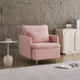 thumbnail image 2 of Modern Accent Chair, Sherpa Upholstered Cozy Comfy Armchair, Furry Reading Chair with Slim Armrest, Single Club Sofa Chairs for Living Room Bedroom Waiting Room Office, Pink, 2 of 6
