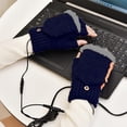 thumbnail image 3 of ShomPort USB Heated Gloves for Womens Knitted Convertible Lined Fingerless Thermal Gloves with Mittens Cover Cap, 3 of 6