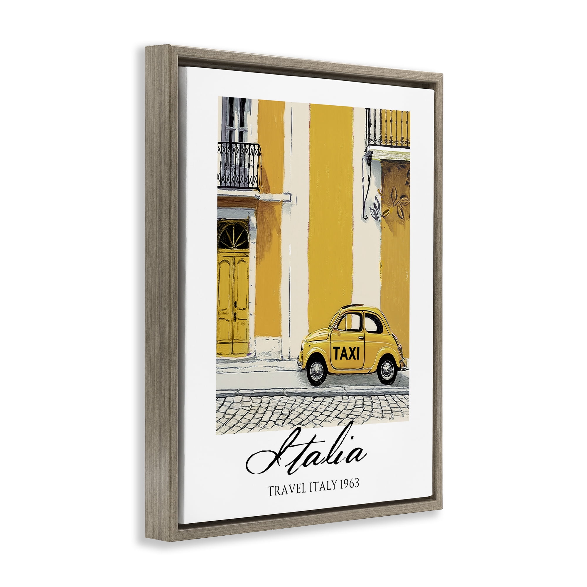 Stupell Industries Travel Italia Taxi Brown Framed Floater Canvas Wall Art, design by Annabelle Hall