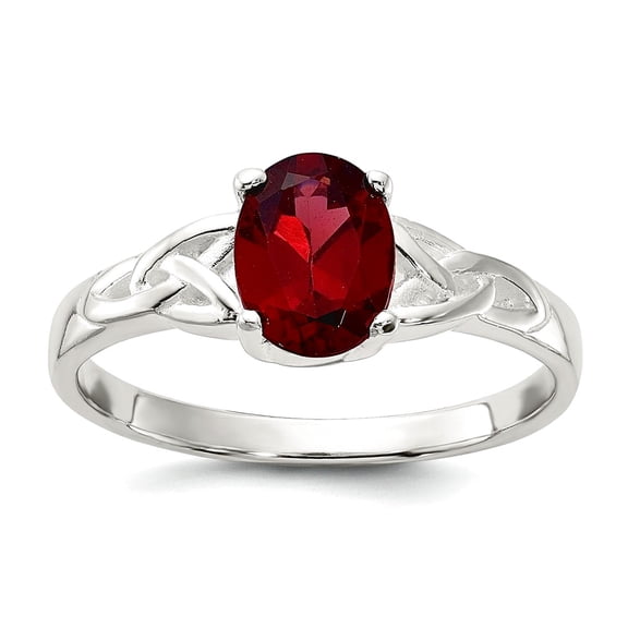 925 Sterling Silver Polished Garnet Ring Size 8 2.06mm Wide Ring for Women - 2.3 Grams .65 cwt