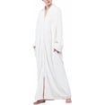 thumbnail image 2 of Bata de baño larga de felpa con cremallera para mujer, suave y esponjosa, ideal para dormir, 2 of 5