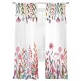 thumbnail image 2 of Sheer Curtains 96 Inches Long 2 Panels, Spring Fields Wildflowers Plants Rod Pocket Curtain Voile Draperies, Watercolor Floral Leaves Light Filtering Window Treatment for Living Room Kitchen Bedroom, 2 of 8