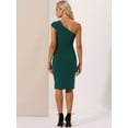 thumbnail image 3 of DARING DIVA Slit Hem Fashion One Shoulder Sheath Dress XS Dark Green, 3 of 6