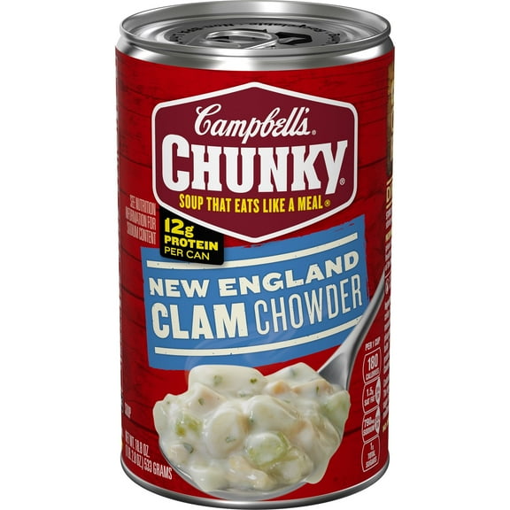 Campbell's Chunky Soup, Ready to Serve New England Clam Chowder, 18.8 oz Can, (Pack of 2)