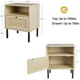 thumbnail image 2 of Natural Rattan Nightstand Set of 2, End Table,Boho Bedside Table with 1 Hand Made Decorated Door for Living Room, Bedroom, 2 of 18