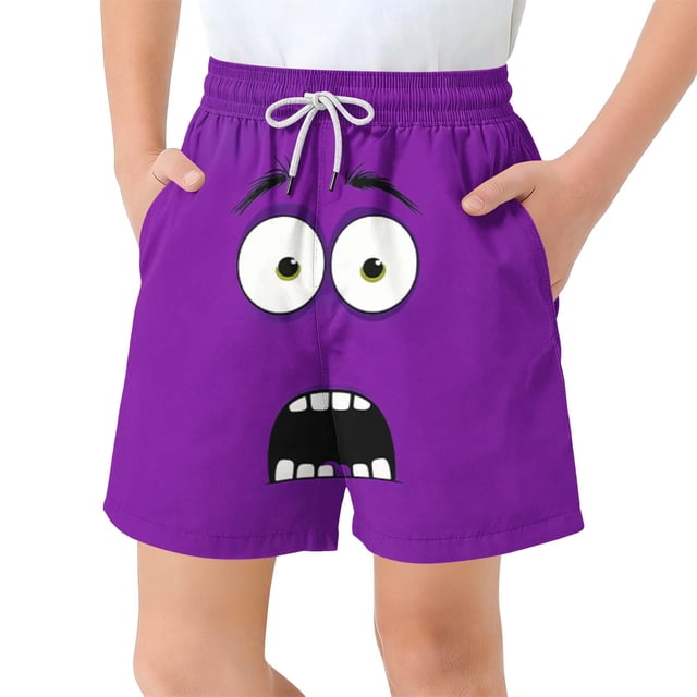 Boys Swim Trunks, Quick Dry Kids Beach Shorts with Pockets, Toddler Swimwear with Drawstring Elastic Waist, Casual Pool Shorts for Summer Vacation, Multi Color Solid Print