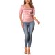 thumbnail image 2 of Blusa de satén INSPIRE CHIC para mujer, con cuello en V, mangas cortas, fruncido y lazo en la parte posterior, tops casuales de oficina XS Rosa, 2 of 5