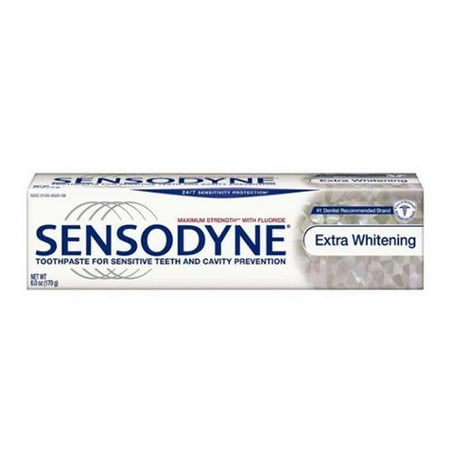 Sensodyne Dentifrice pour les dents sensibles et la protection, Cavity blanchiment supplémentaire (4 oz pack de 6)