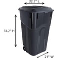 thumbnail image 3 of 32 Gallon Heavy Duty Plastic Garbage Can Wheeled, with Attached Snap Lock Lid and Duty Handles Heavy-Duty Construction, Perfect Backyard, Deck, or Garage Trash Can, Indoor/Outdoor Use 1Pcs-Black, 3 of 8