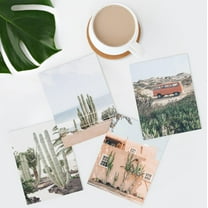 PixonSign Frameless Wall Art, Cactus Desert Posters, Set of 4 Cactus Desert Wall Decor Prints, Nature Wilderness Adhesive Canvas Wall Décor, Modern Artwork for Living Room, Bedroom - 11"x14"