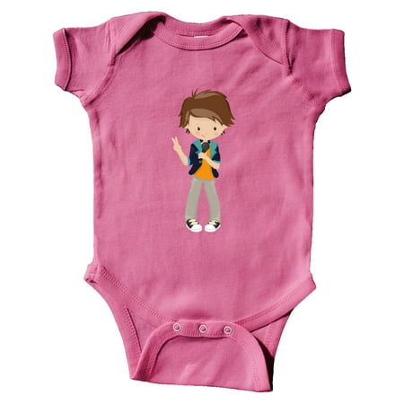 

Inktastic Rock Boy Brown Hair Band Singer Microphone Gift Baby Boy Bodysuit