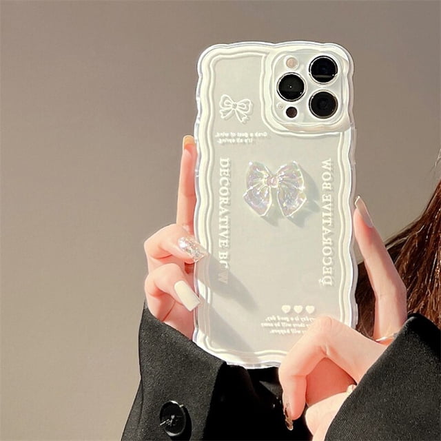 Funda transparente de Color epoxi para iPhone, carcasa decorativa tridimensional para iPhone 11, 12, 13 Pro Max, 14 Plus, X, Xs, Xr