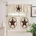 thumbnail image 2 of 3 Piece Kitchen Curtains and Valances Set Texas Star Farmhouse Cafe Curtains 24 Inch Length Western Country Stars Retro Valance & Tier Curtain for Living Room Bedroom Small Window 54"x18"+27"x24"*2, 2 of 6