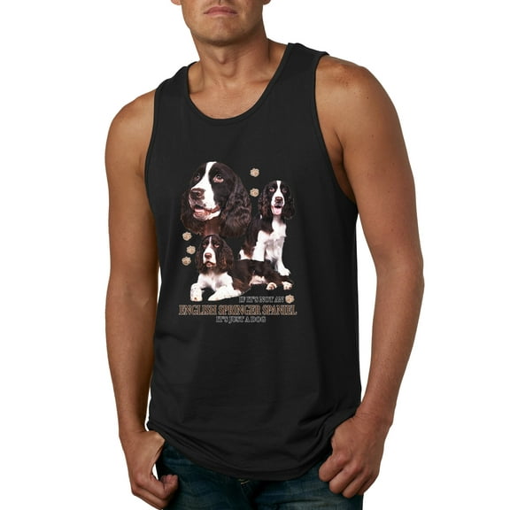If It's Not an English Springer Spaniel It's Just a Dog Gift | Mens Dog Lover Graphic Tank Top, Black, Small