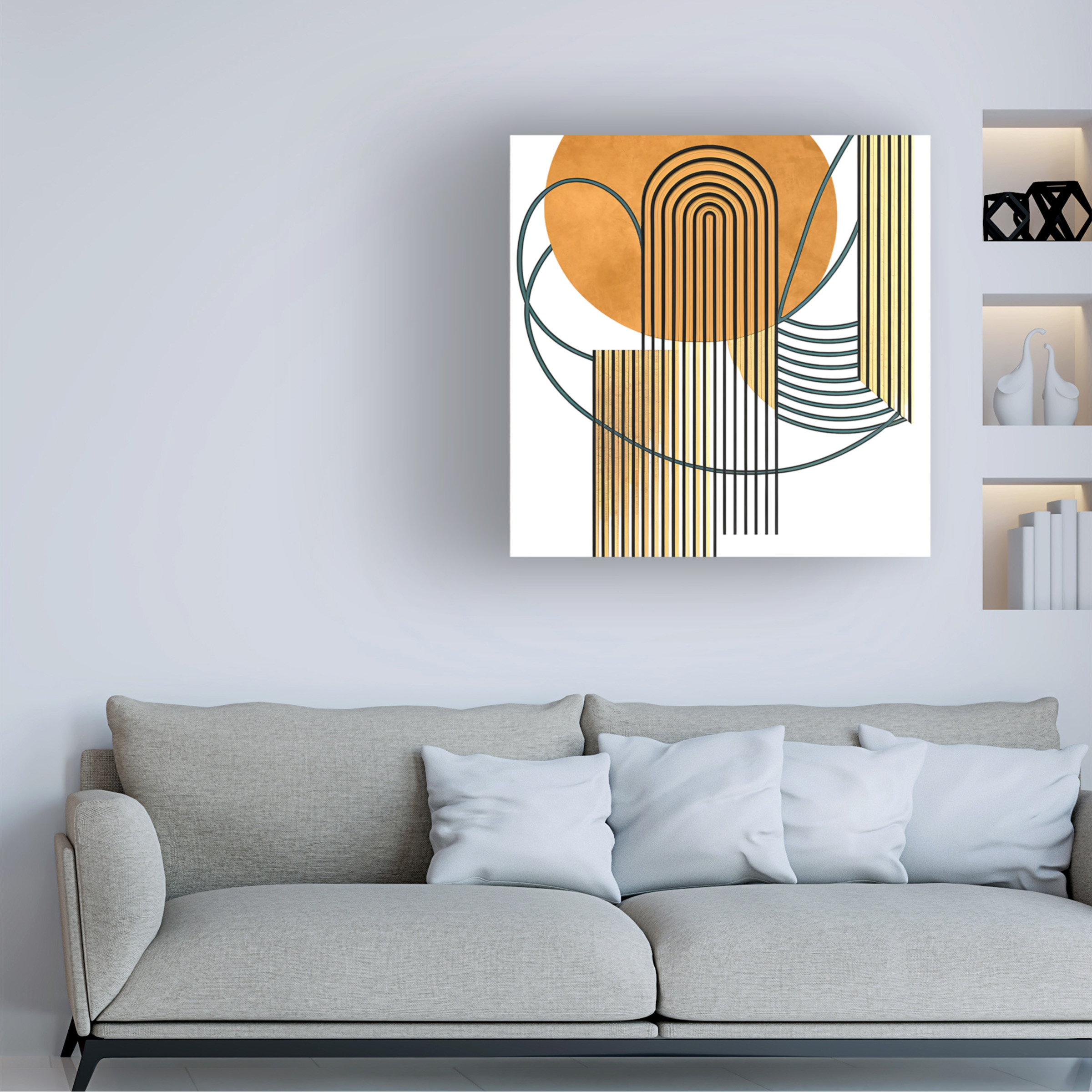 Canvas Wall Art - Ray Heere 'Mid Century Abstract Painting 1' Wall Art for Living Room, Bedroom, or Office DÃ©cor by Trademark Fine Art - 18 x 18 Inches