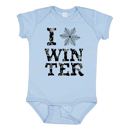 

Inktastic I Love Winter- Black and White Snowflakes Gift Baby Boy or Baby Girl Bodysuit