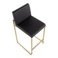 thumbnail image 5 of LumiSource Gold Steel, Black PU Fuji High Back Counter Stool - Set of 2, 5 of 10