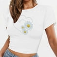 thumbnail image 5 of Drses‌‌ ‌‌‌Ladies' Casual Vintage Crop Top - Round Neck Short Sleeve Breathable Cotton Shirt, 5 of 6