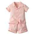 thumbnail image 1 of Hiiyo Infant Boys Outfits Solid Color Short Sleeve Button Shirt Shorts Set, Sizes 6M-5T, 1 of 3