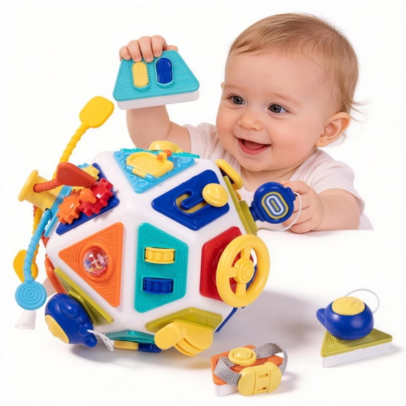 SaveJoy Montessori Busy Cube for Toddlers, Sensory Activity Cube, Fine Motor Toy, 22-in-1 Learning Toy, Educational Gift for Boys and Girls