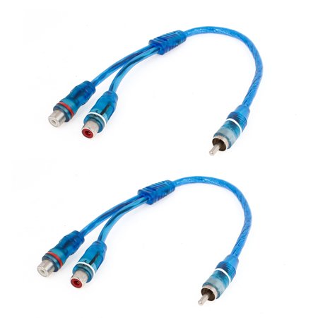 Unique Bargains Home Office 2 RCA Female to Male Splitter Audio Cable Wire Car 2pcs Blue price history on PriceWatchPro
