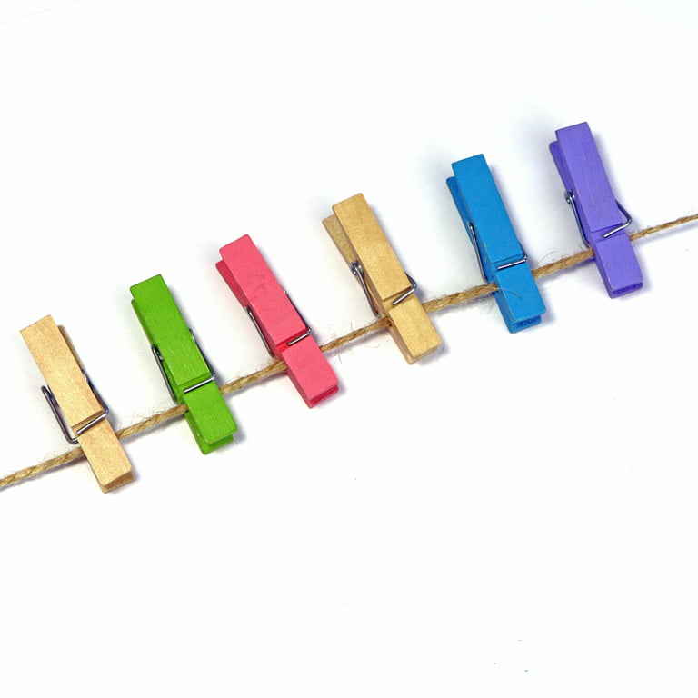Mini Natural Wooden Clothespins, 60pcs, 1.4 Inch Photo Paper Peg Pin Craft  Clips for Scrapbooking, Arts & Crafts, Hanging Photos (60pc Natural)