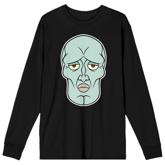 Spongebob Squarepants Squidward Tentacles Mens Black Graphic Long Sleeve Tee- S