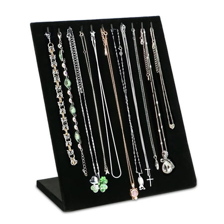 - Velvet Necklace Holder Pendant Display Stand Jewelry Display Shelf Show Case Organizer Tray(11 Hooks)