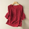 thumbnail image 2 of Endives Women's Cotton Linen Shirts Fashion Casual Solid Color Pleated Tops Shirts T Shirts, 2 of 8