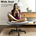 thumbnail image 5 of YSNW Criss Corss Chair with Wheels,Fabric Padded Armless Wide Office Desk Chairs,120° Rocking Swivel Mid Back Computer Task Vanity Chair for Home Office, Small Space(Grey), 5 of 10