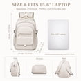 thumbnail image 3 of White Backpack Multi-compartment Large Capacity Casual Laptop Backpack for Men and Women, Adjustable Padded Shoulder Straps, Nylon Material, 17.3", 3 of 7