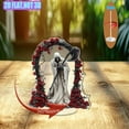 thumbnail image 1 of Présentoir Rotatif en Acrylique Mettant en Vedette le Faucheur en robe Blanche avec des roses Rouges et des Épines Noires au design Ultra Réaliste sur Fond Blanc, 1 of 6