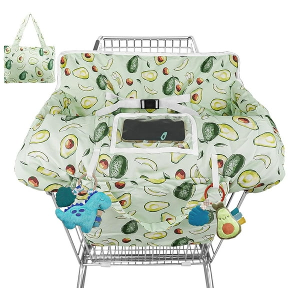 Shopping Cart Cover for Baby High Chair Cover Grocery Cart Cover for Baby Girl Boy Toddler Green Avocado Print Portable Shopping Cart Cover with Safety Harness
