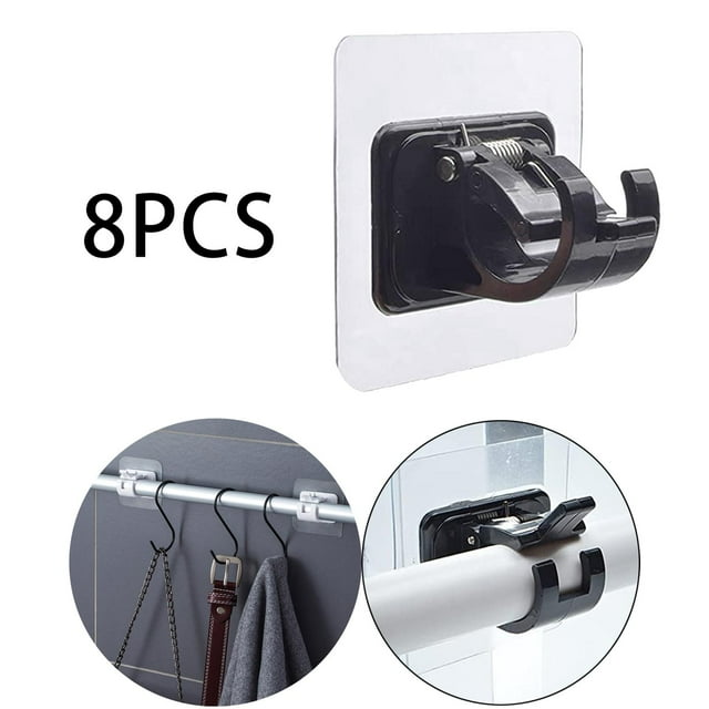 8 Uds. Soportes de barra adhesivos perforación soporte de pared fijaciones soporte de barra fijo inodoro baño Hote Negro Macarena Soporte de rodillo de cortina