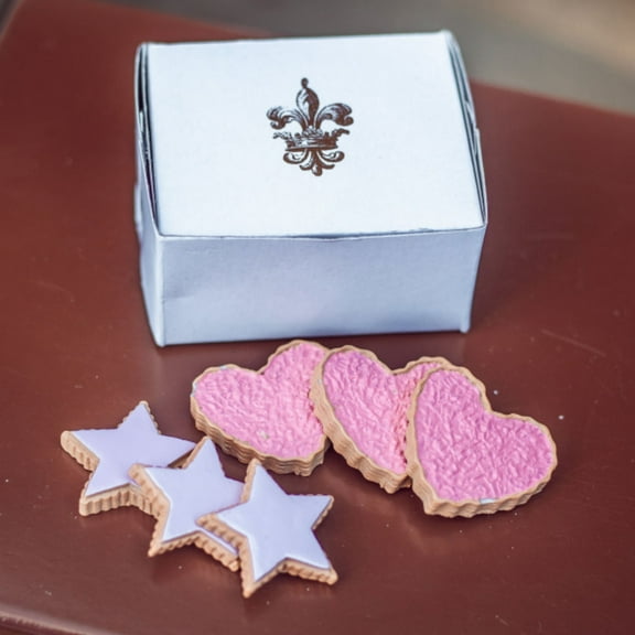 The Queen's Treasures 18 inch Doll Food and Accessories, Bakery Collection 6 Piece Hearts and Stars Shaped Frosted Sugar Cookies, Compatible with American Girl Pastry Bake Shop & Kitchen Furniture