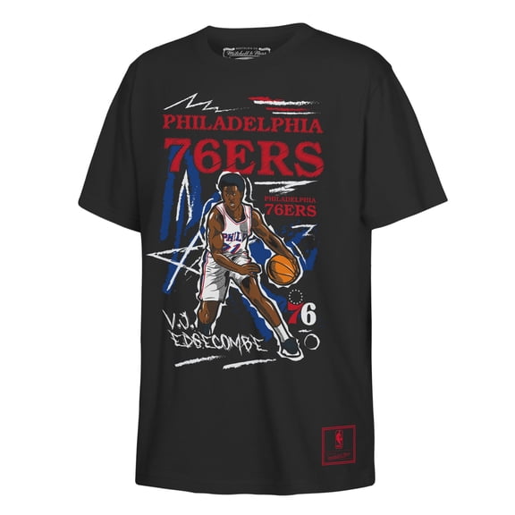 Youth Mitchell & Ness VJ Edgecombe Black Philadelphia 76ers Chalked Up Player Name & Number T-Shirt