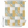 thumbnail image 2 of Patchwork Shower Curtain with Hooks, Rustic Floral Yellow Sunflowers Green Gingham Stripe Water Repellent Shower Curtains for Bathroom Decor Sturdy Shower Curtain, Machine Washable 36x78 Inch, 2 of 9