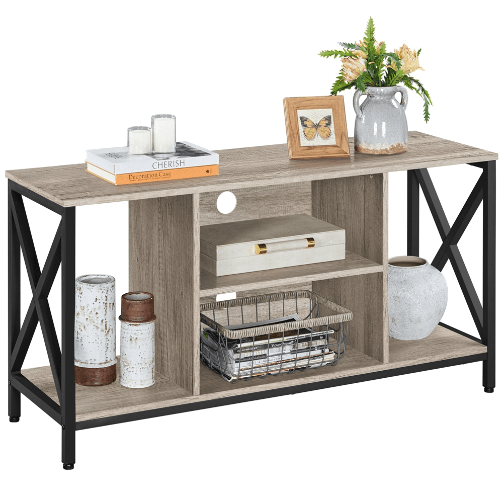 Alden Design 47 inch Wide TV Stand with Storage for Living Room, Gray